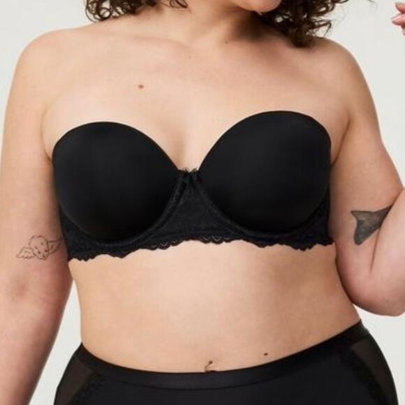 Torrid 46B Black Lightly Lined Everyday Bombshell Strapless Bra - New - Picture 1 of 7